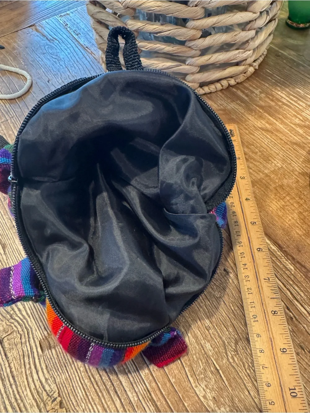 Guatemalan Colorful Striped Elephant Kids Backpack with Purple Felt Accents